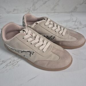 Dolce Vita Womens Blush Pink Sneakers with Snake-Print Accent